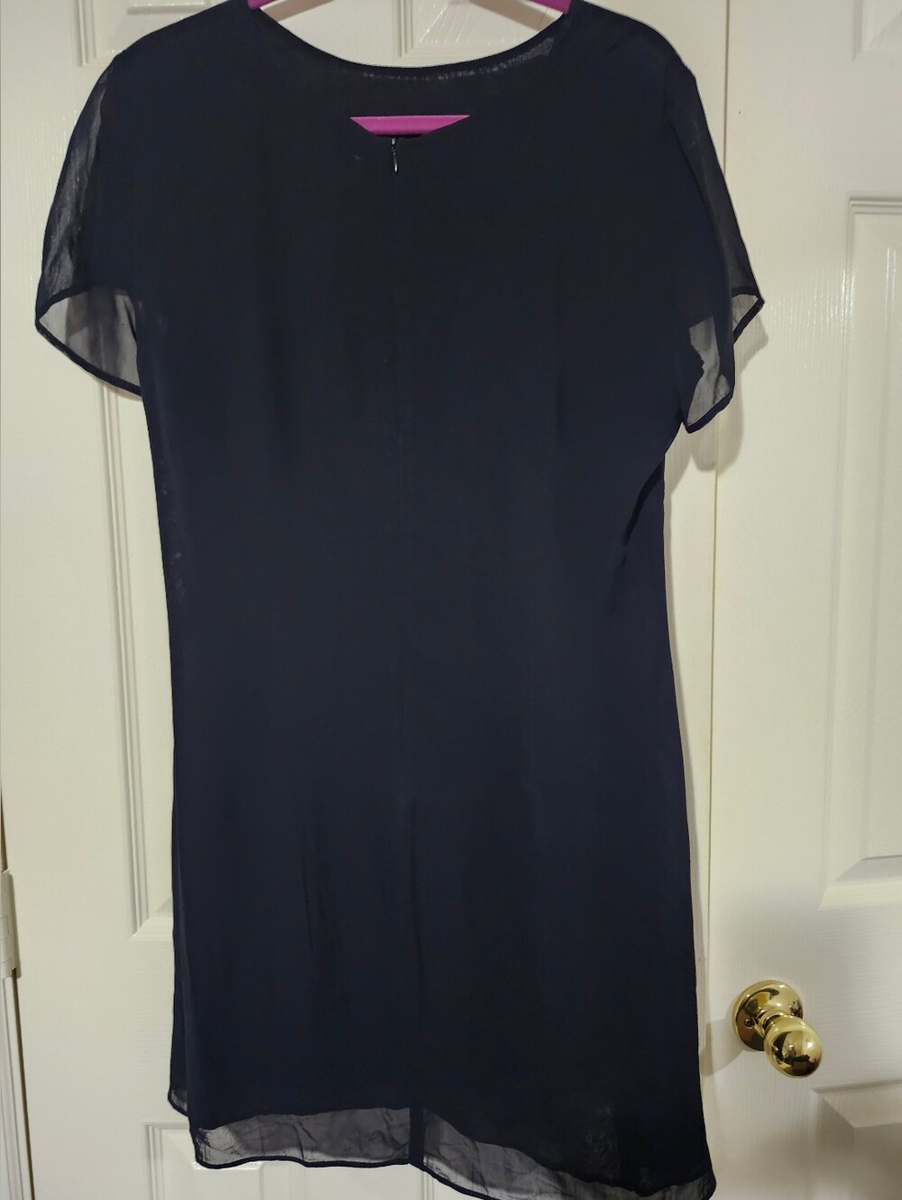 Coldwater Creek Black Sheer-Sleeve Shift Dress Y2K